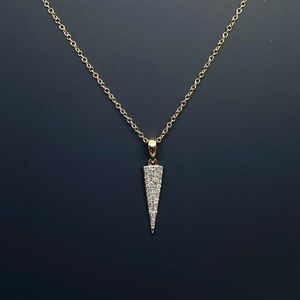 14K Yellow Gold Triangle Diamond Necklace